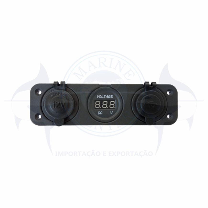 Imagem de Painel tomada - USB - Voltímetro - Cod.3857